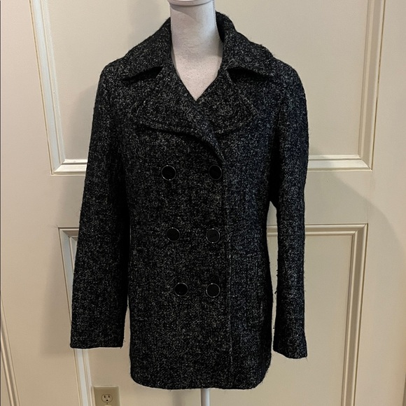 Kenneth Cole Reaction Black Double-Breasted Pea Coat - Picture 1 of 13